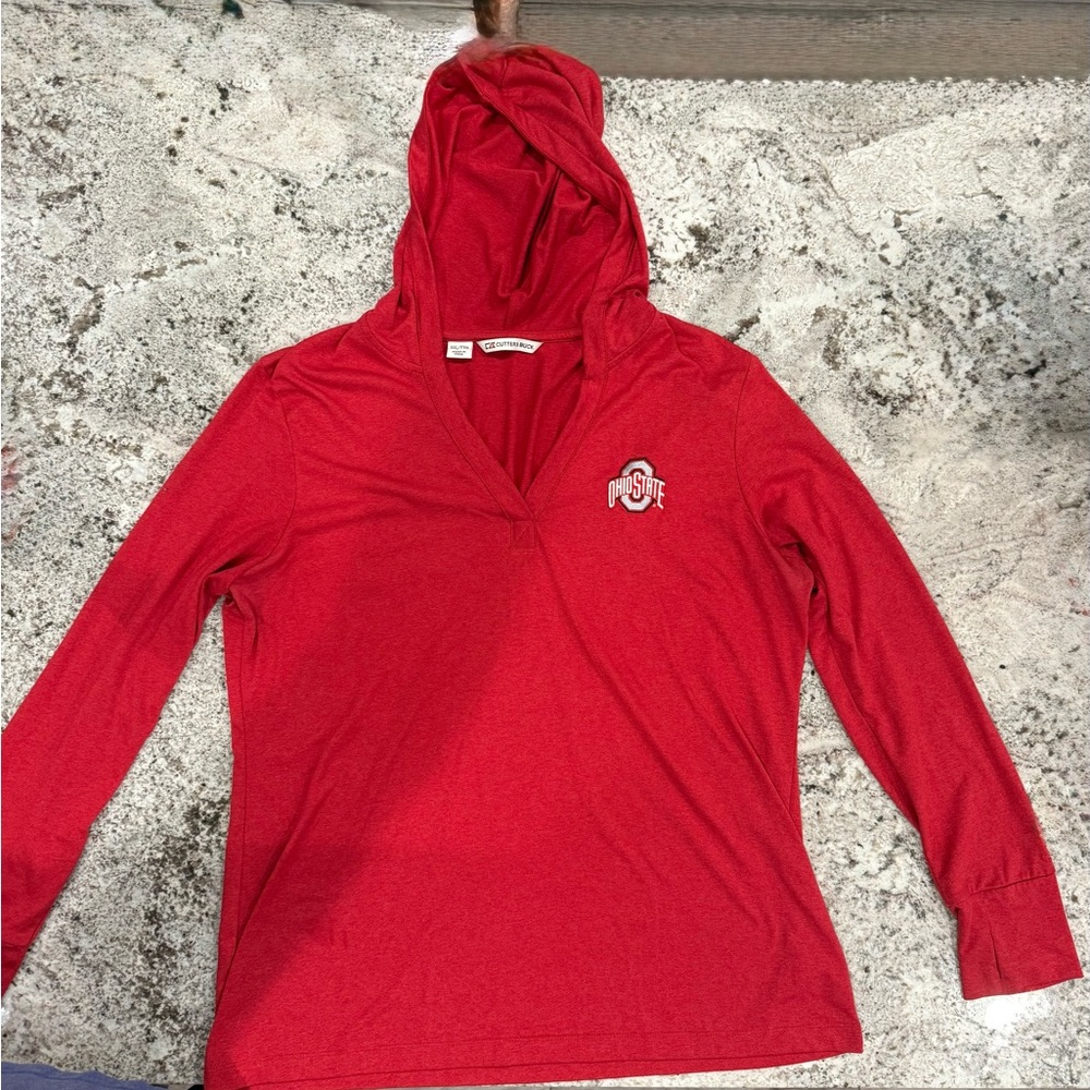 Red Ohio State Hoodie with thumb slits!